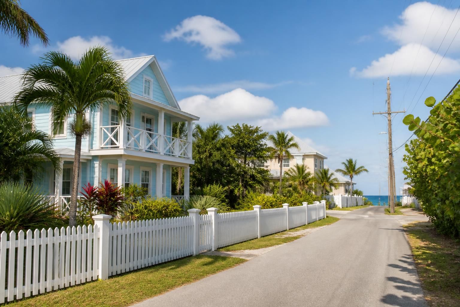 Relaxed coastal neighborhood with tropical vegetation in North Side